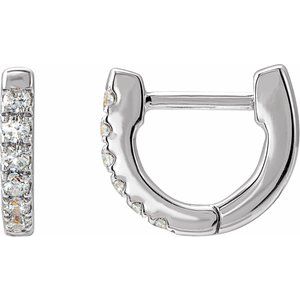 14K White 1/8 CTW Natural Diamond Hoop Earrings Siddiqui Jewelers