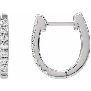 14K White 1/6 CTW Natural Diamond Hoop Earrings Siddiqui Jewelers