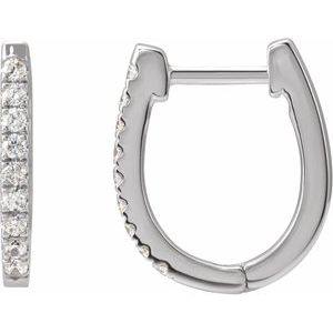 14K White 1/5 CTW Natural Diamond Hoop Earrings Siddiqui Jewelers