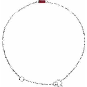 14K White Straight Baguette Natural Ruby 6 1/2-7 1/2" Bracelet Siddiqui Jewelers