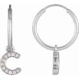 14K White .04 CTW Natural Diamond Single Initial C Hoop Earring Siddiqui Jewelers