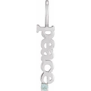 14K White Natural Aquamarine Peace Charm/Pendant Siddiqui Jewelers