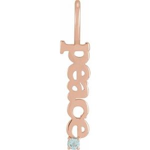 14K Rose Natural Aquamarine Peace Charm/Pendant Siddiqui Jewelers