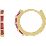 14K Yellow Natural Ruby Huggie Earrings Siddiqui Jewelers