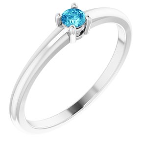 14K White Natural Blue Zircon Ring Siddiqui Jewelers