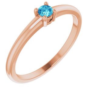 14K Rose Natural Blue Zircon Ring Siddiqui Jewelers