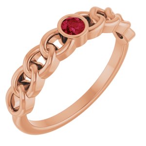 14K Rose Natural Ruby Curb Chain Ring Siddiqui Jewelers