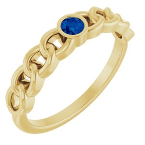 14K Yellow Natural Blue Sapphire Curb Chain Ring Siddiqui Jewelers