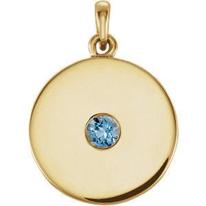 14K Yellow Aquamarine Disc Pendant - Siddiqui Jewelers
