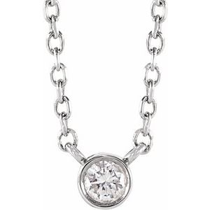 14K White 1/10 CT Natural Diamond 16-18" Necklace Siddiqui Jewelers