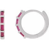 14K White Natural Ruby Huggie Earrings Siddiqui Jewelers