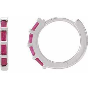 Sterling Silver Natural Ruby Huggie Earrings Siddiqui Jewelers