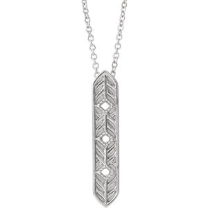 Sterling Silver Vintage-Inspired Vertical Bar 16" Necklace - Siddiqui Jewelers