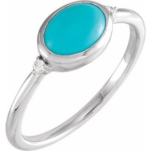 Sterling Silver Natural Turquoise & .03 CTW Natural Diamond Ring Siddiqui Jewelers