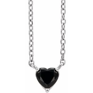 Platinum Natural Black Onyx Heart 16-18" Necklace  Siddiqui Jewelers