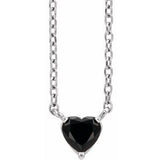 14K White Natural Black Onyx Heart 16-18" Necklace  Siddiqui Jewelers