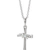 14K White .06 CTW Diamond Cluster Cross 16-18" Necklace - Siddiqui Jewelers