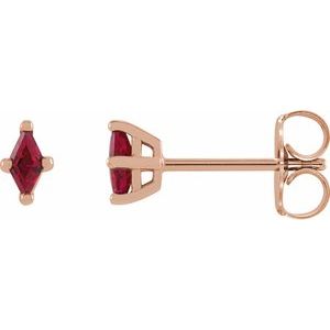 14K Rose 4x2 mm Lab-Grown Ruby Earrings Siddiqui Jewelers