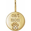 14K Yellow .01 CTW Natural Diamond Engraved Cat Mom Paw Print Charm/Pendant Siddiqui Jewelers