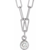14K White 1/10 CT Natural Diamond Micro Bezel-Set 18" Necklace-Siddiqui Jewelers