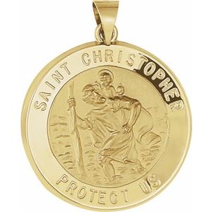 14K Yellow 25 mm Hollow Round St. Christopher Medal - Siddiqui Jewelers