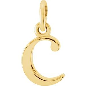 18K Yellow Gold-Plated Sterling Silver Lowercase Initial C Pendant Siddiqui Jewelers