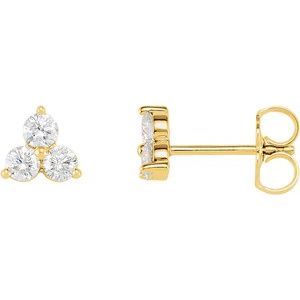 14K Yellow 5/8 CTW Three-Stone Diamond Earrings - Siddiqui Jewelers