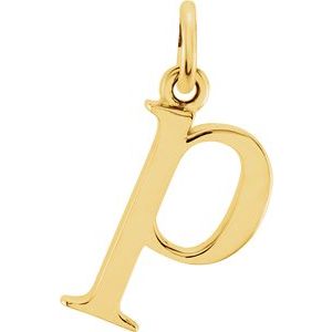 18K Yellow Gold-Plated Sterling Silver Lowercase Initial P Pendant Siddiqui Jewelers