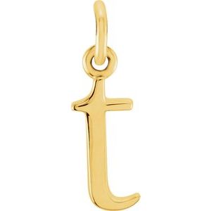 18K Yellow Gold-Plated Sterling Silver Lowercase Initial T Pendant Siddiqui Jewelers