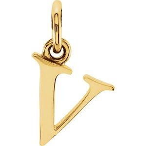 18K Yellow Gold-Plated Sterling Silver Lowercase Initial V Pendant Siddiqui Jewelers