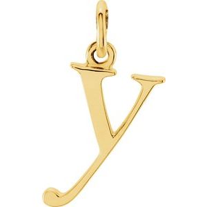 18K Yellow Gold-Plated Sterling Silver Lowercase Initial Y Pendant Siddiqui Jewelers