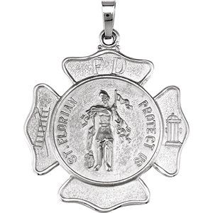 Sterling Silver 25.25 mm St. Florian Pendant-Siddiqui Jewelers