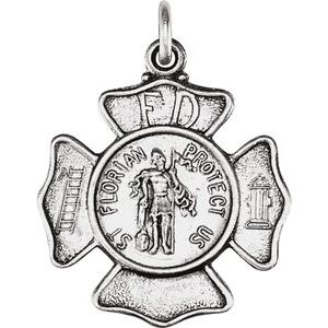 Sterling Silver 17 mm St. Florian Pendant-Siddiqui Jewelers