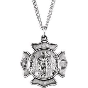Sterling Silver 25.25 mm St. Florian 24" Necklace-Siddiqui Jewelers