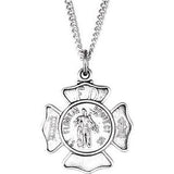 Sterling Silver 16.7x9 mm St. Florian 18" Necklace-Siddiqui Jewelers