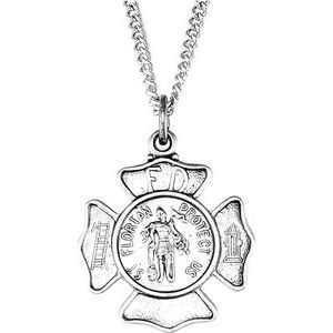 Sterling Silver 16.7x9 mm St. Florian 18" Necklace-Siddiqui Jewelers