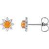 Platinum Natural Citrine & 1/8 CTW Natural Diamond Flower Earrings Siddiqui Jewelers