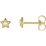 14K Yellow .05 CTW Rose-Cut Natural Diamond Petite Star Earrings Siddiqui Jewelers