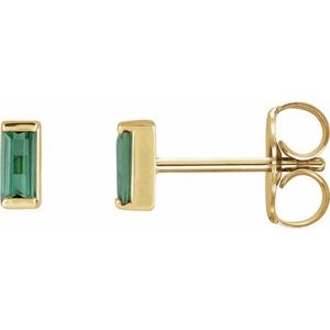 14K Yellow Natural Green Tourmaline Channel-Set Earrings Siddiqui Jewelers