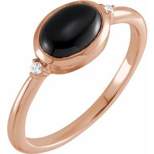 14K Rose Natural Black Onyx & .03 CTW Natural Diamond Ring Siddiqui Jewelers