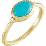 14K Yellow Natural Turquoise & .03 CTW Natural Diamond Ring Siddiqui Jewelers