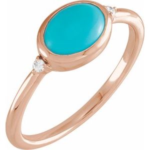 14K Rose Natural Turquoise & .03 CTW Natural Diamond Ring Siddiqui Jewelers
