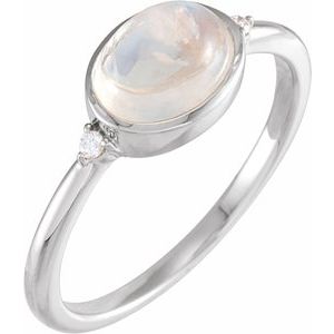 Sterling Silver Natural Rainbow Moonstone  & .03 CTW Natural Diamond Ring Siddiqui Jewelers