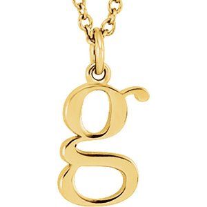 18K Yellow Gold-Plated Sterling Silver Lowercase Initial g 16" Necklace Siddiqui Jewelers