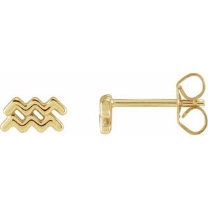 14K Yellow Aquarius Zodiac Earrings Siddiqui Jewelers