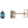 14K Rose Natural London Blue Topaz 5-Prong Claw Stud Earrings Siddiqui Jewelers