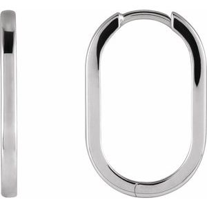 Platinum Elongated Oval 20 mm Hoop Earrings Siddiqui Jewelers