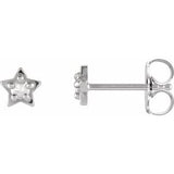 14K White .05 CTW Rose-Cut Natural Diamond Petite Star Earrings Siddiqui Jewelers