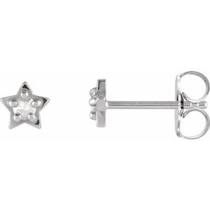 Platinum .05 CTW Rose-Cut Natural Diamond Petite Star Earrings Siddiqui Jewelers