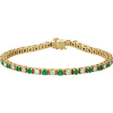 14K Yellow Emerald & 2 1/3 CTW Diamond Line 7" Bracelet - Siddiqui Jewelers